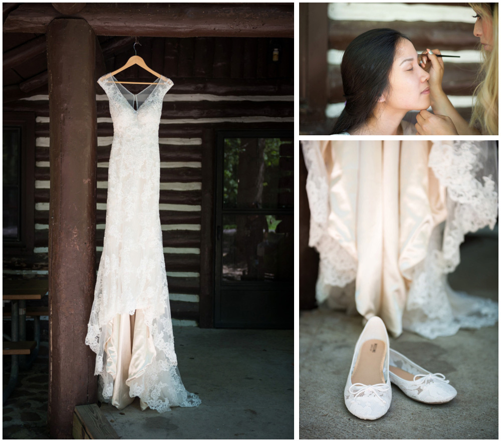 wedding dress at rustic cabin westmoreland state park virgina wedding