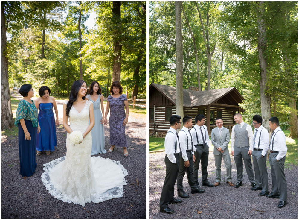 bridal parties at rustic cabin westmoreland state park virgina wedding