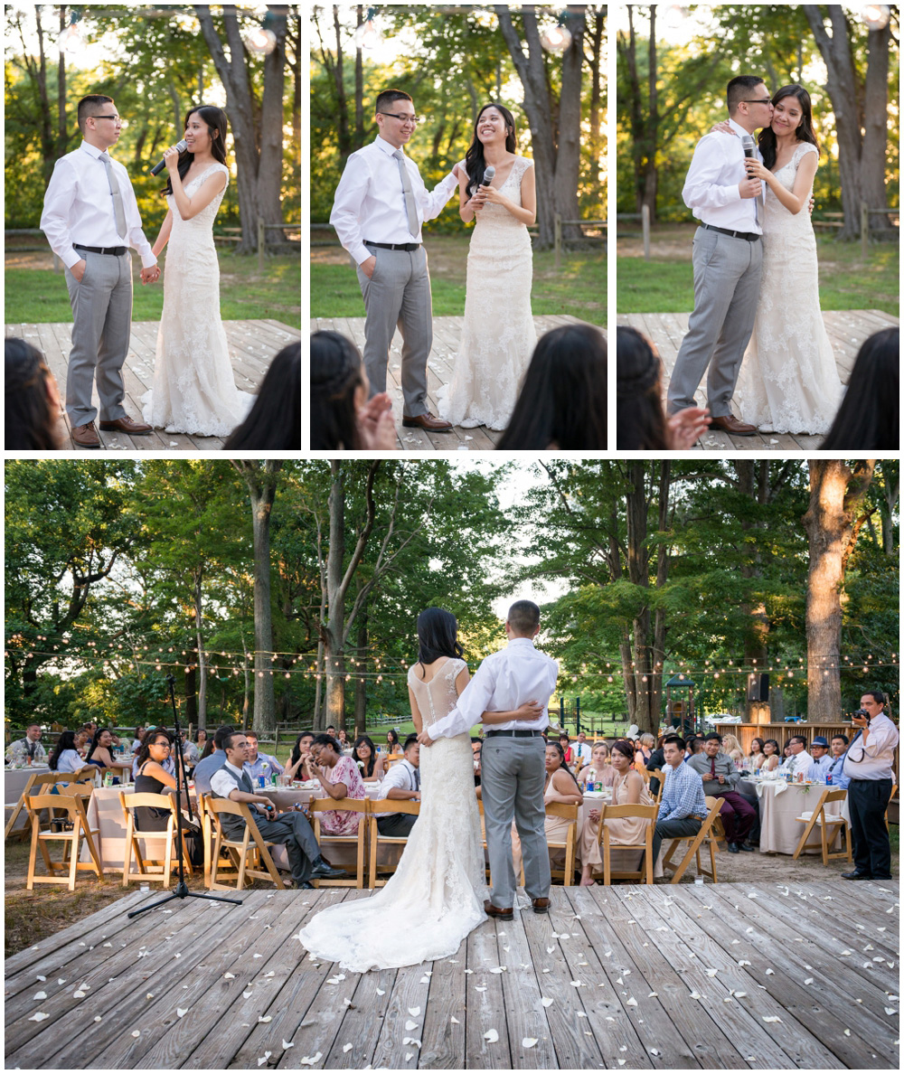 wedding toasts at rustic cabin westmoreland state park virgina wedding