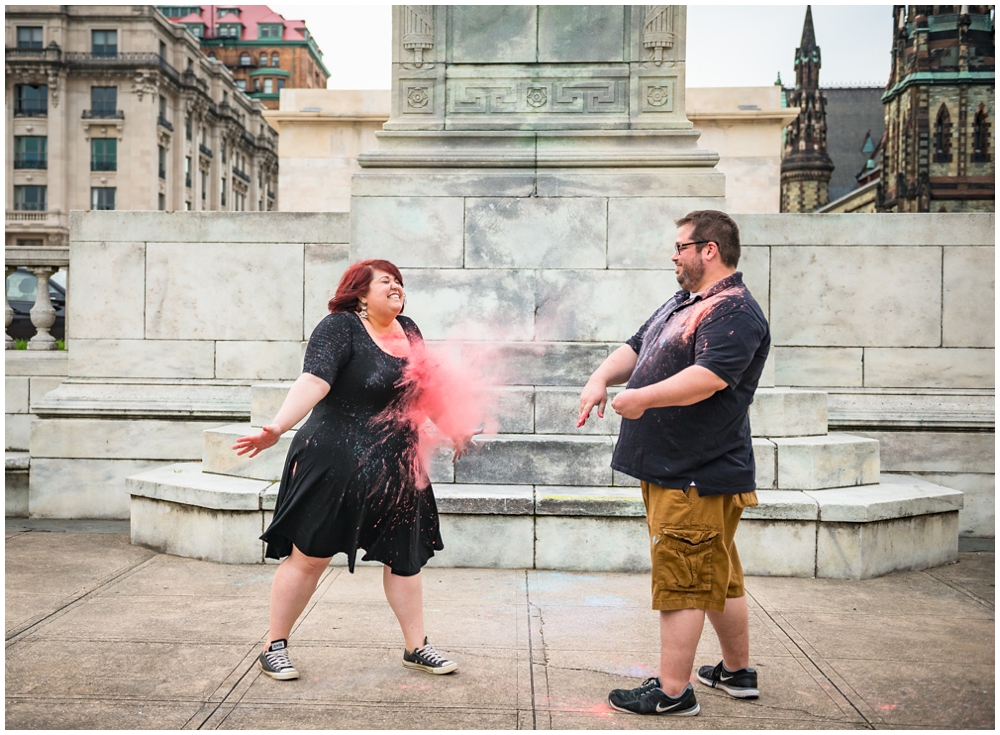 baltimore maryland engagement photos with holi powder paint