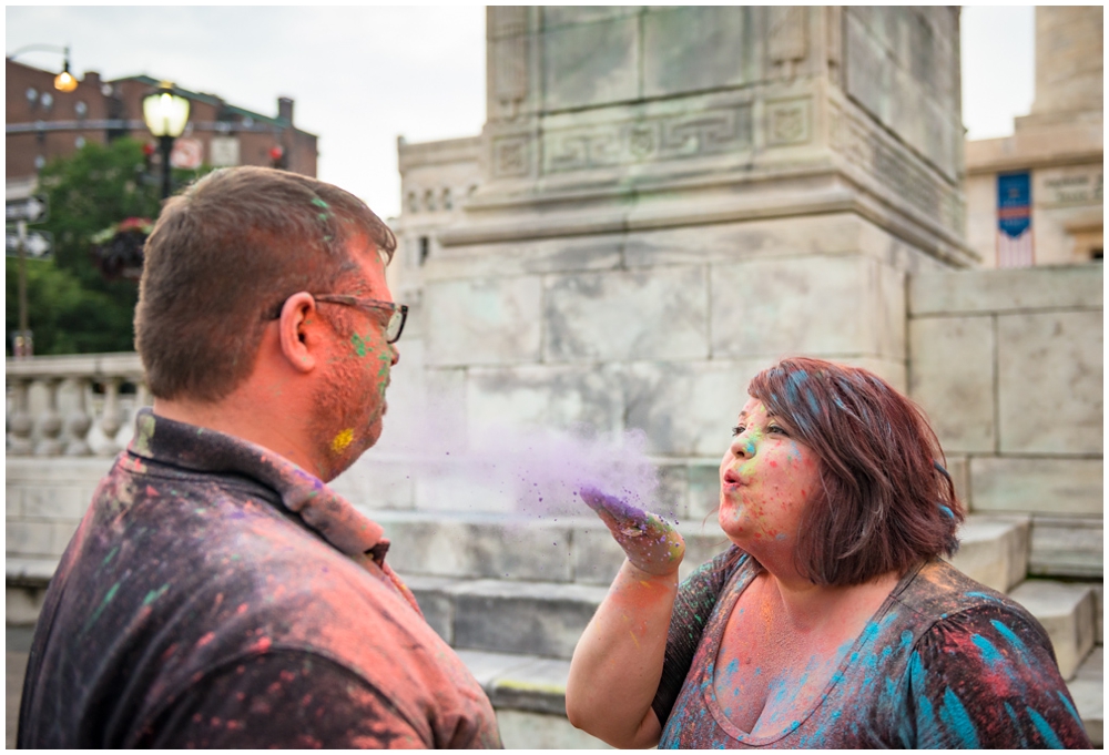 baltimore maryland engagement photos with holi powder paint