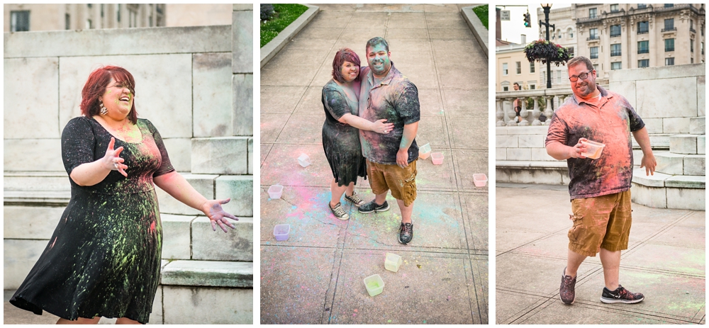 baltimore maryland engagement photos with holi powder paint