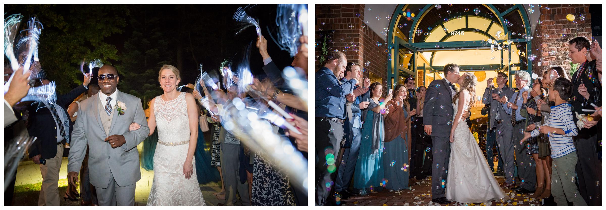 wedding glow stick exit and bubble send-off
