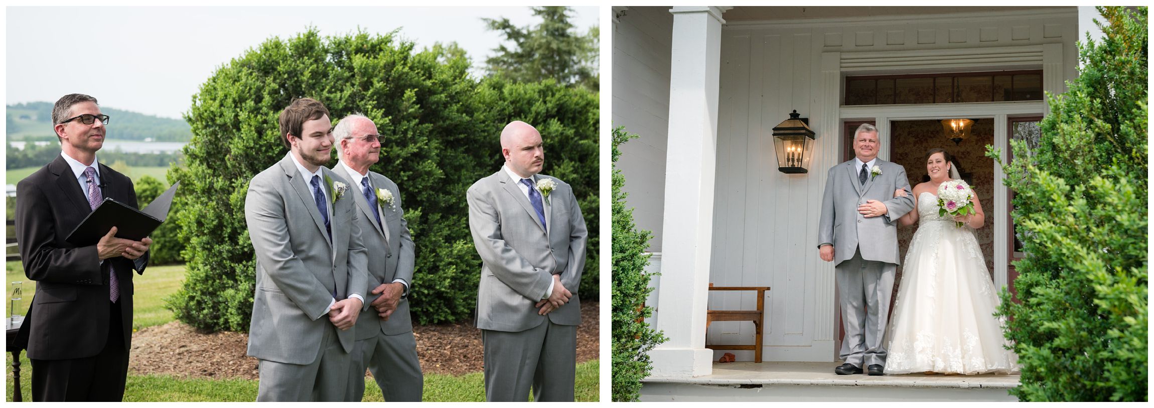 bride enters during rustic Virginia wedding at Wolftrap Farm