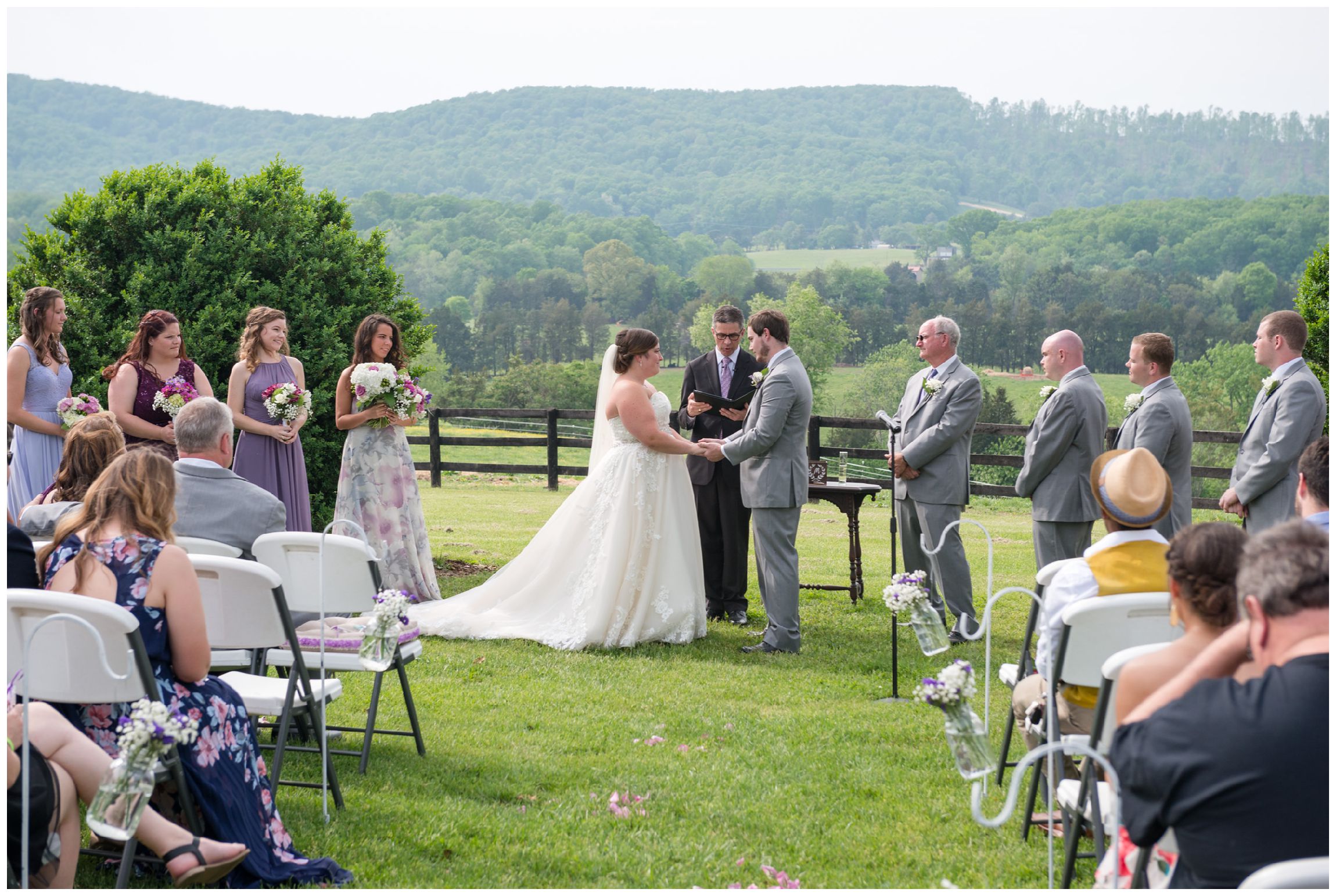 rustic spring wedding with mountain views at Wolftrap Farm in Gordonsville, Virginia