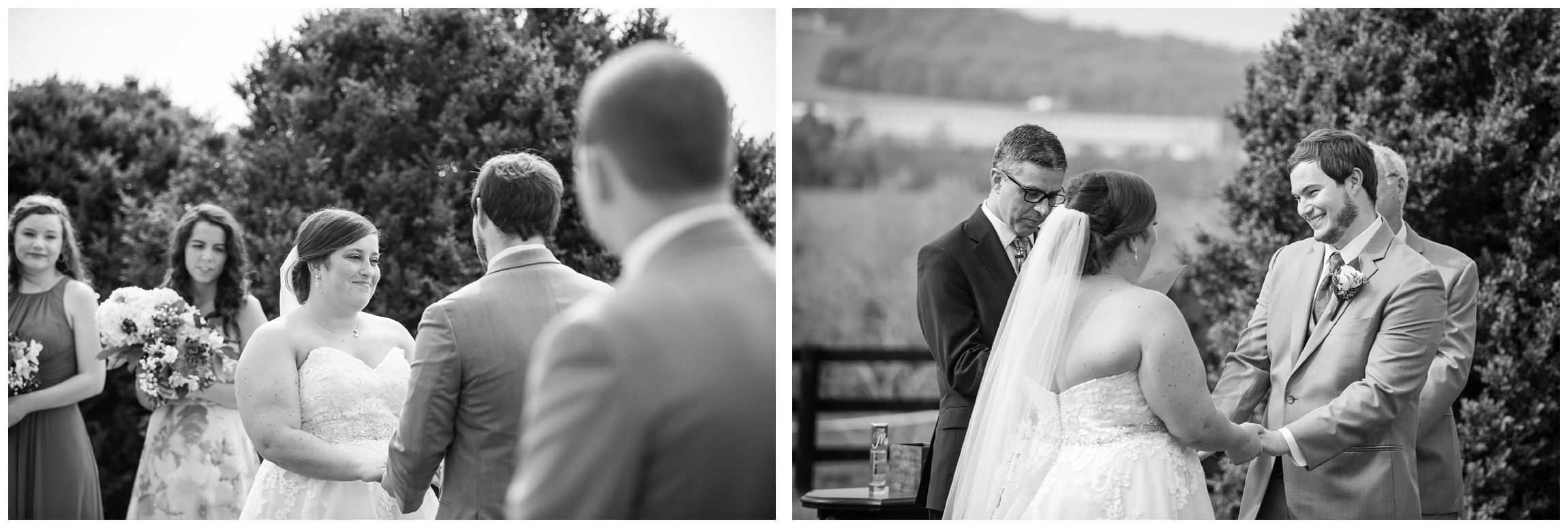 bride and groom during wedding at Wolftrap Farm in Gordonsville, Virginia
