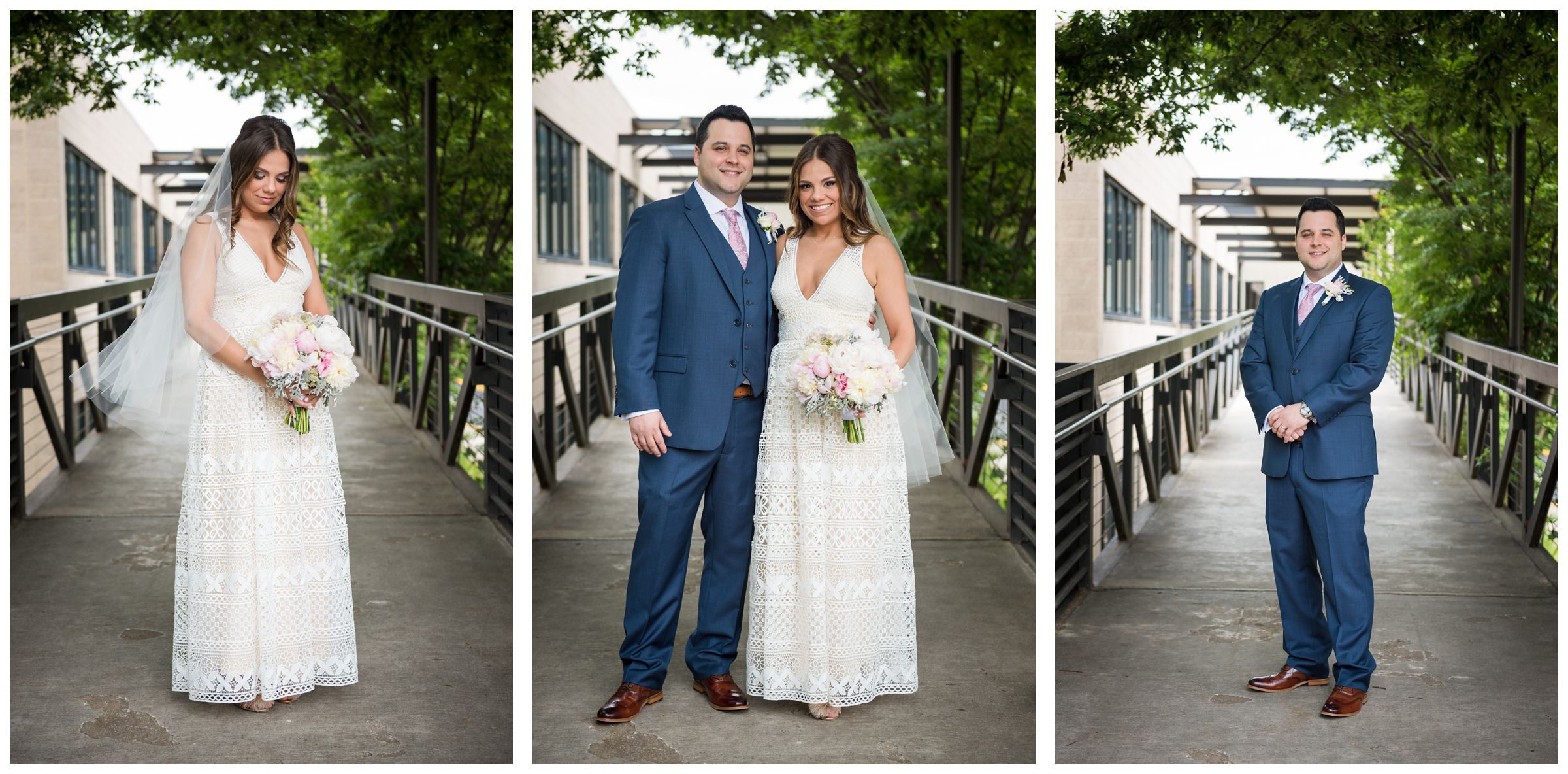 bride and groom portrait after wedding ceremony at the Unitarian Universalist Church in Arlington, Virginia