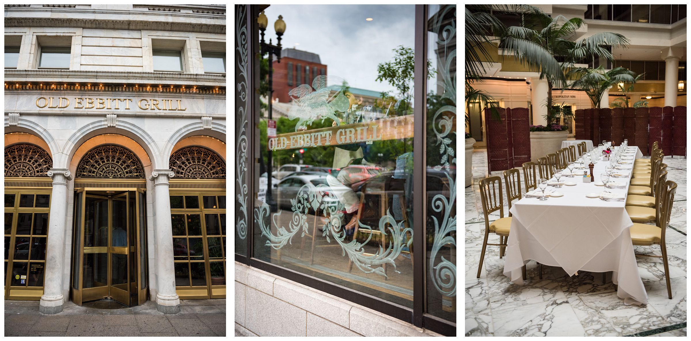 intimate wedding reception dinner at Old Ebbitt Grill in Washington, D.C.