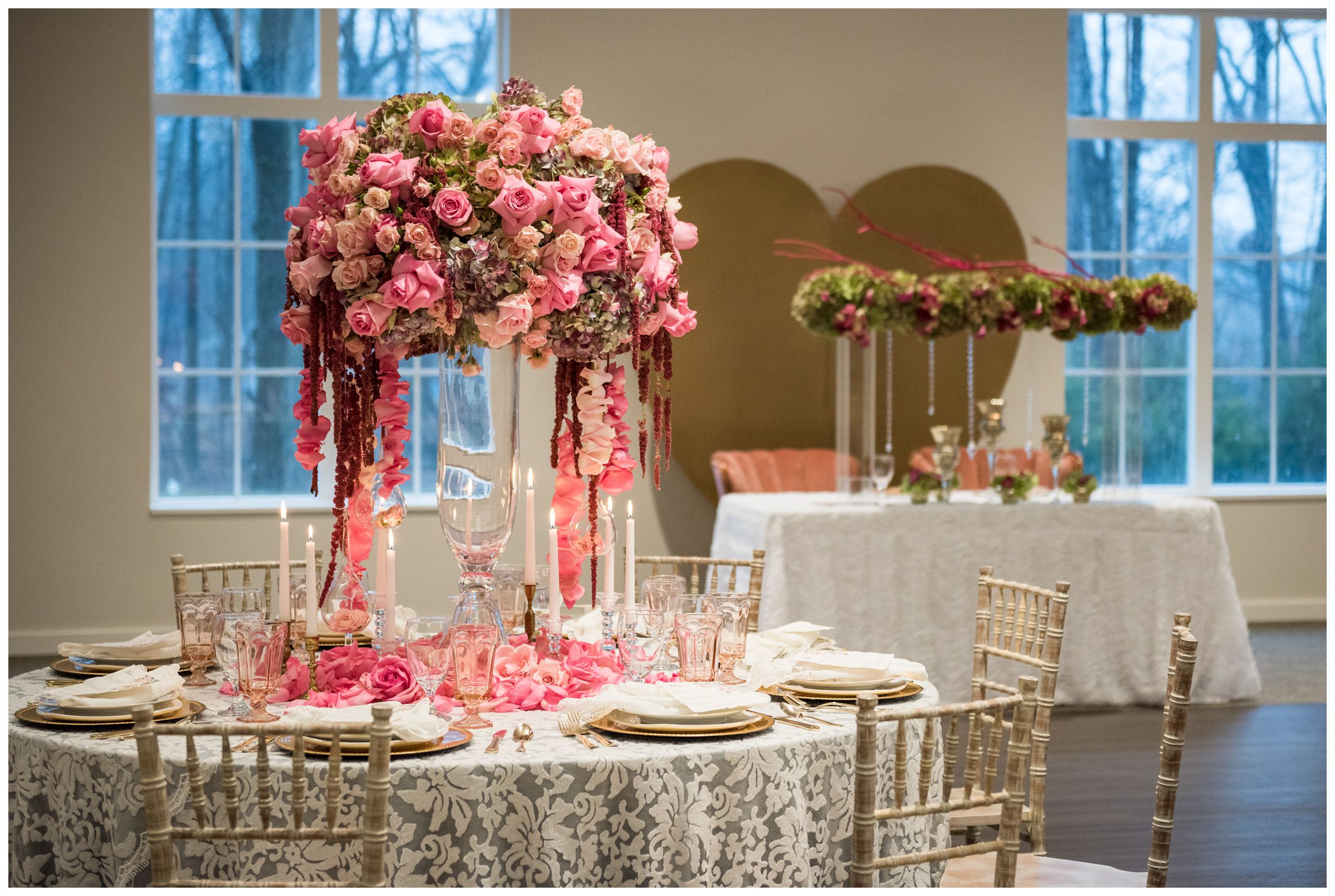 wedding reception decor at The Estate at New Albany