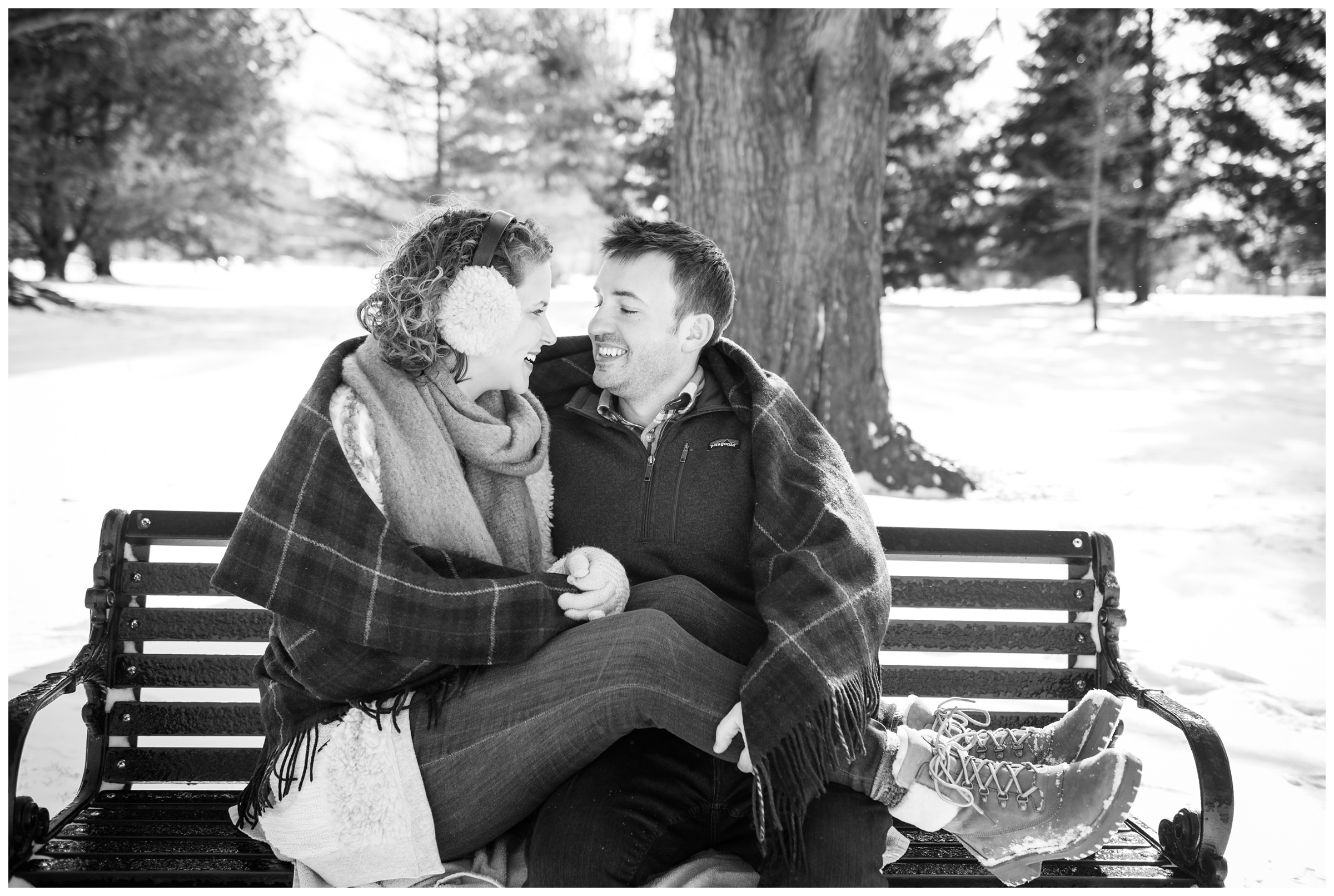 snowy winter engagement photos at Goodale Park in Columbus, Ohio