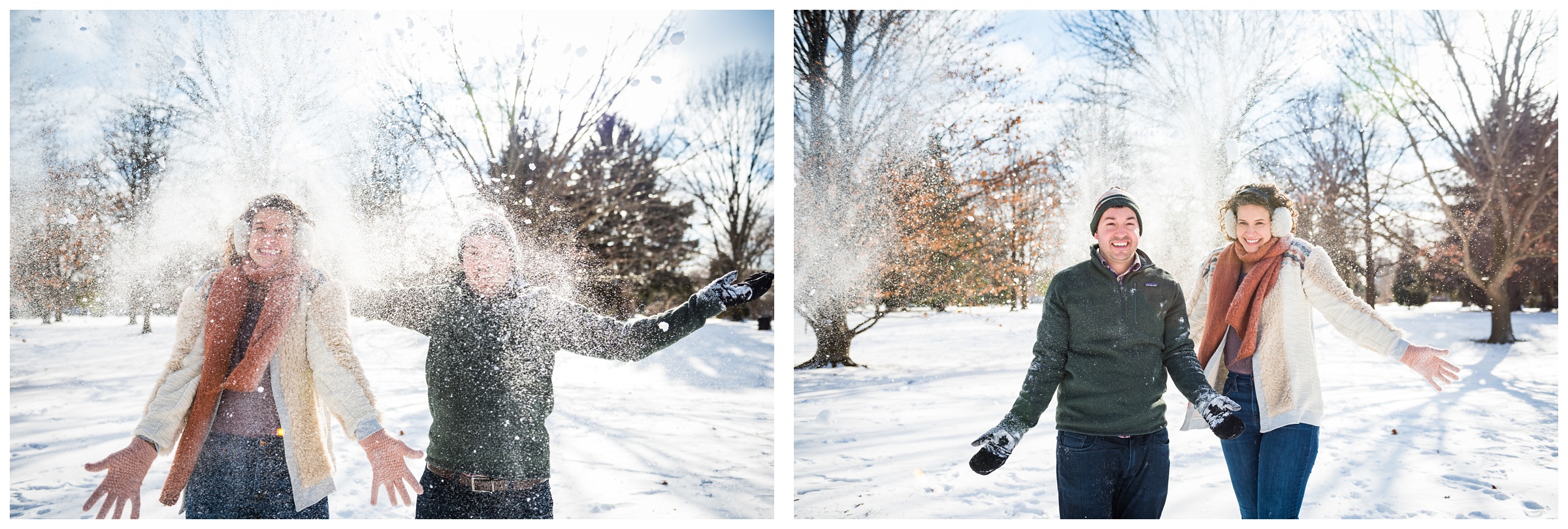 snowy winter engagement session at Goodale Park by Columbus, Ohio wedding photographer