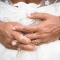 photo of groom's hands around bride by Columbus wedding photographer
