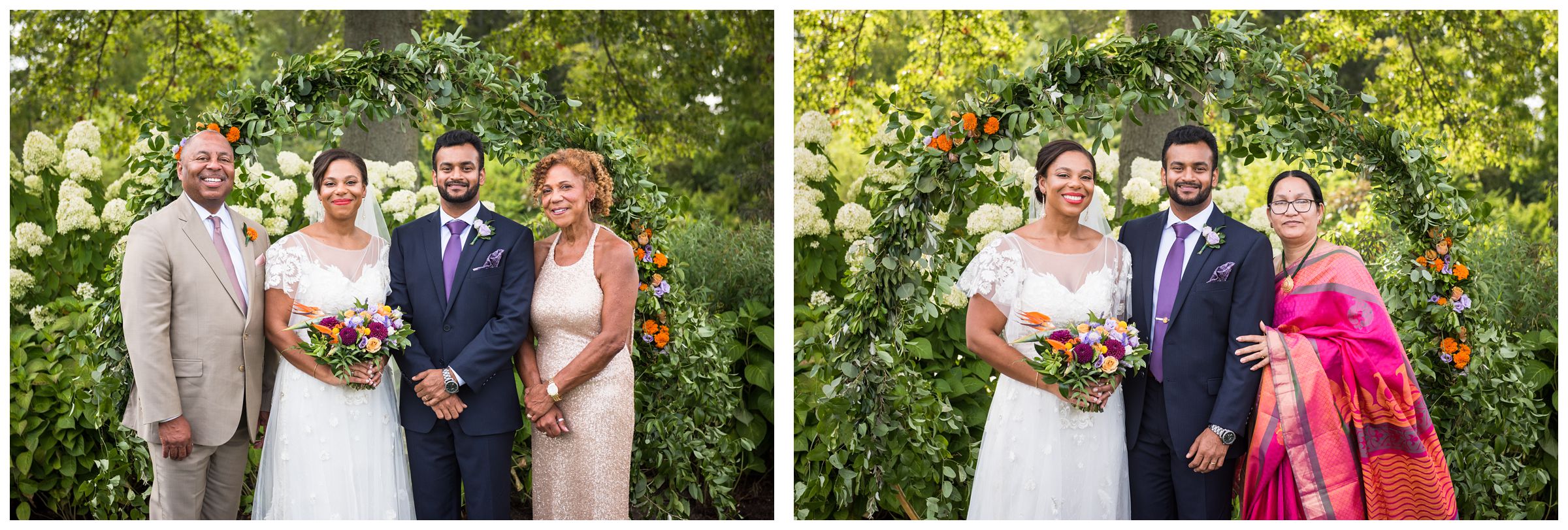 Indian and African American family wedding photos by Columbus Ohio wedding photographer