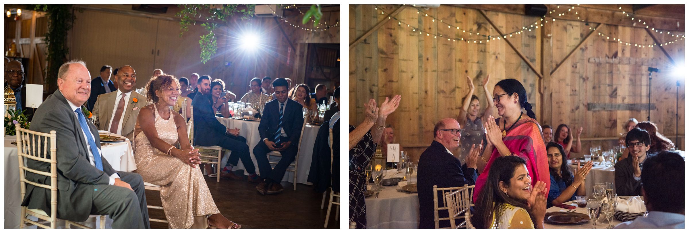African American and Indian wedding reception at Jorgensen Farms historic barn in Columbus 