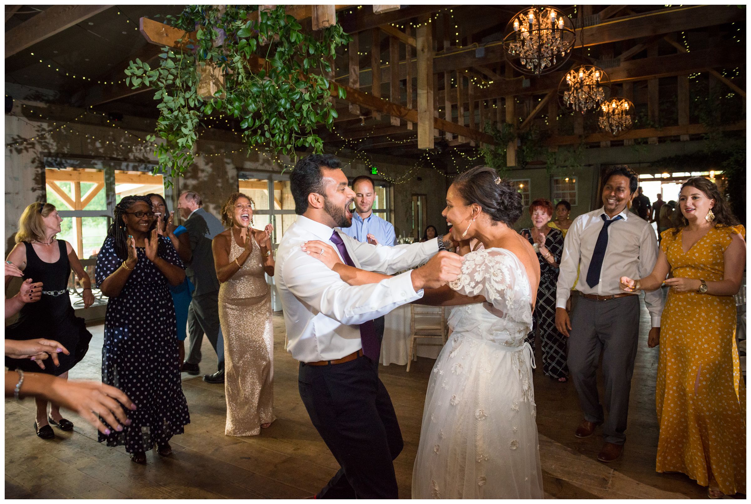 rustic wedding reception at Jorgensen Farms Historic Barn in Columbus Ohio