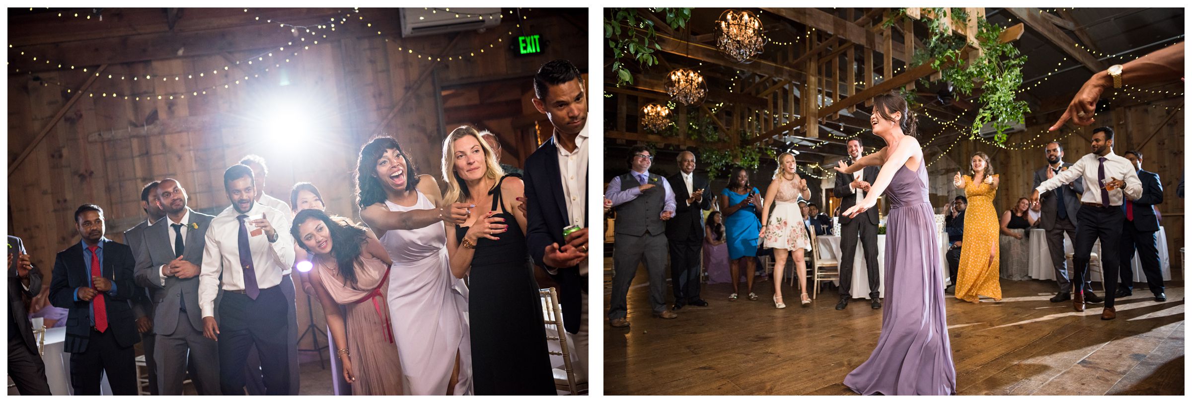 dancing at rustic barn wedding reception at Jorgensen Farms in Columbus