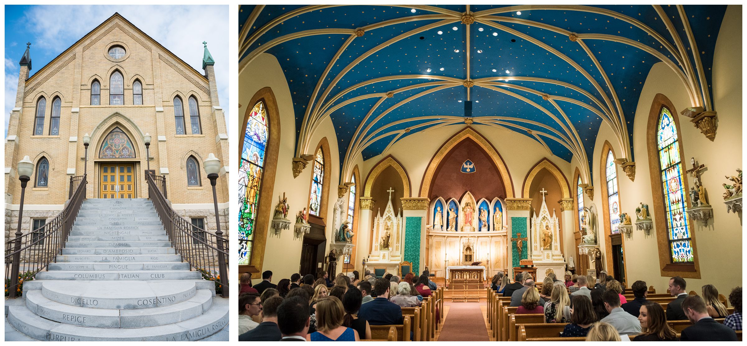 fall wedding ceremony at St. John the Baptist Catholic Church in Columbus, Ohio
