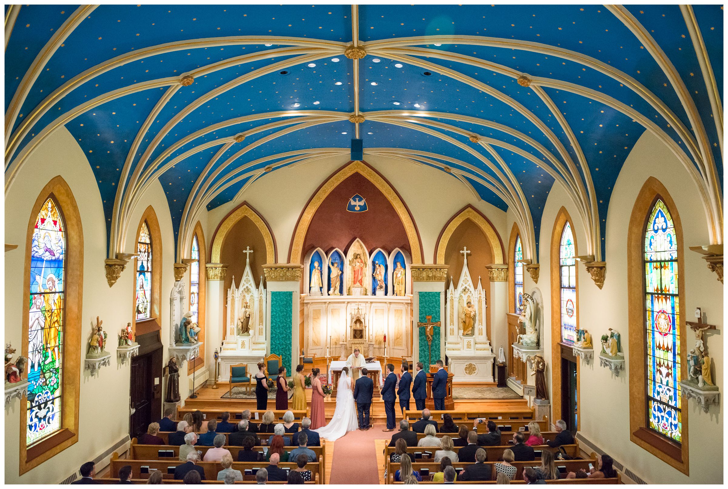 indoor wedding ceremony at St. John the Baptist Catholic Church in Columbus, Ohio