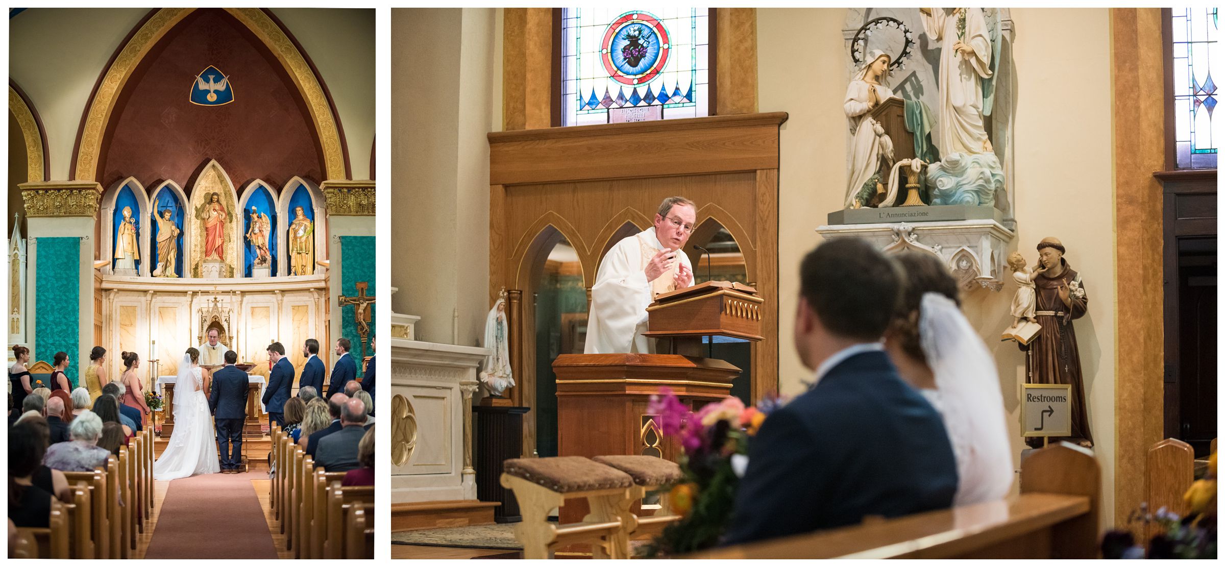 indoor wedding ceremony at St. John the Baptist Catholic Church in Columbus, Ohio
