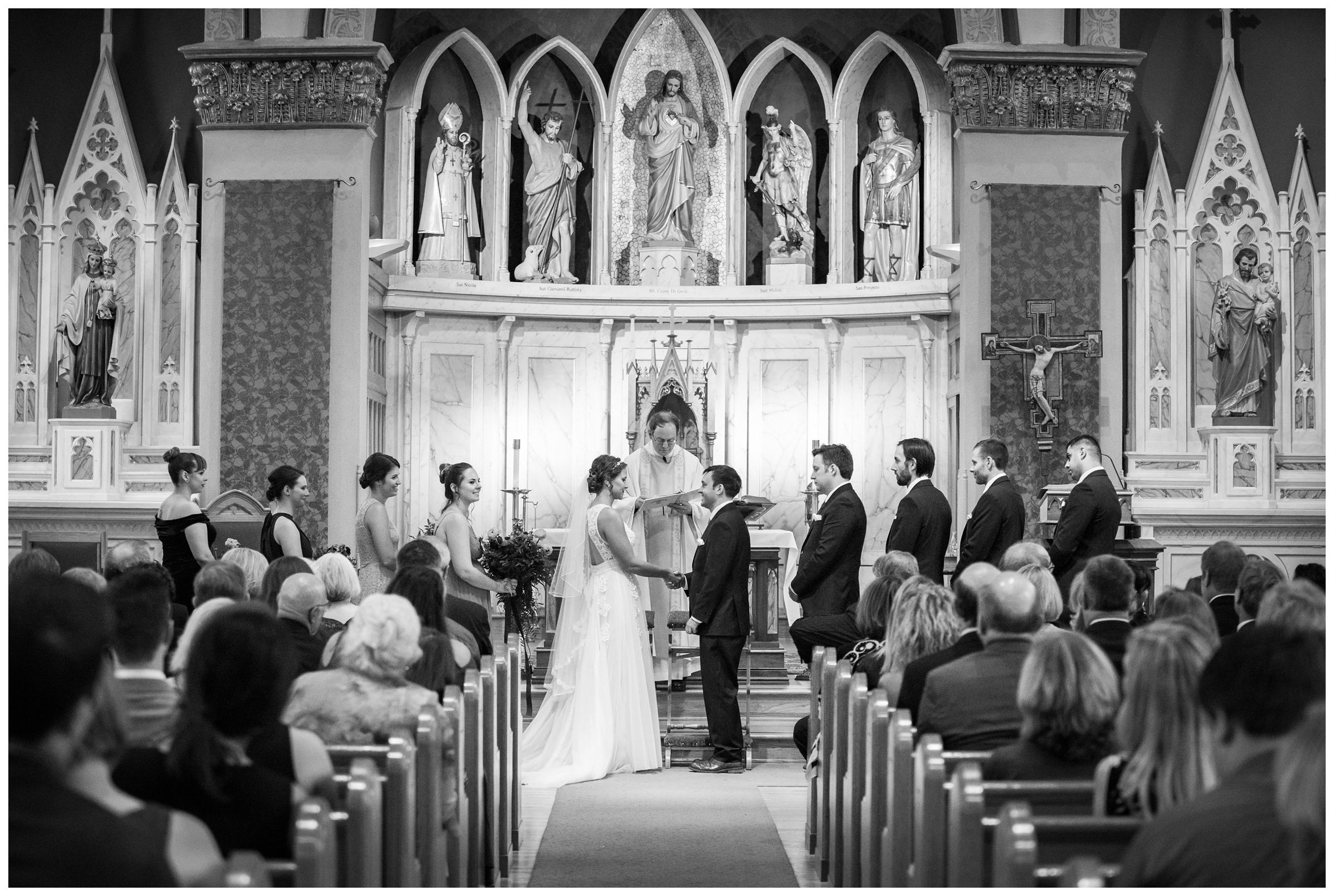 indoor wedding ceremony at St. John the Baptist Catholic Church in the Short North in Columbus, Ohio