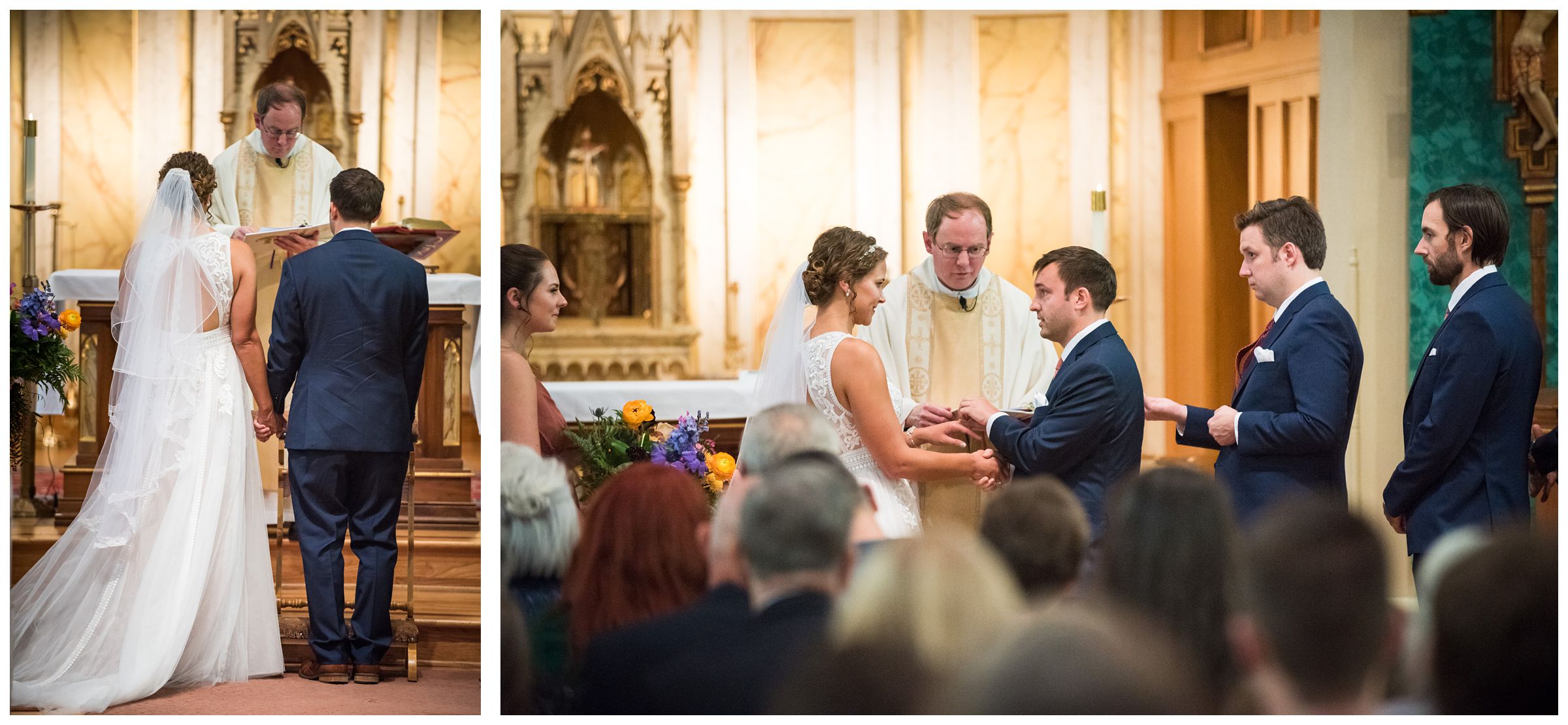 indoor wedding ceremony at St. John the Baptist Catholic Church in the Short North in Columbus, Ohio