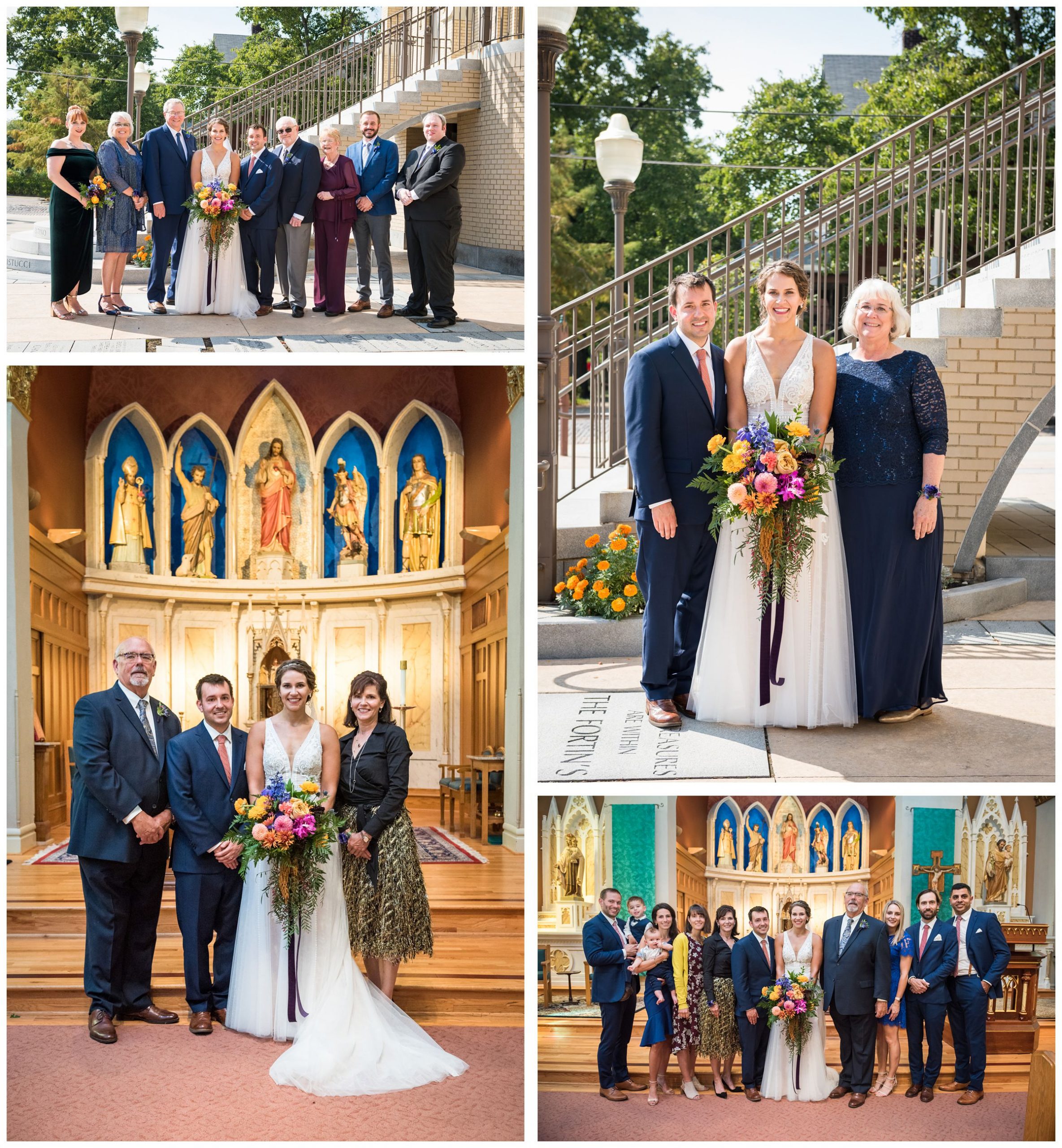 family portraits after wedding ceremony at St. John the Baptist Catholic Church in downtown Columbus, Ohio