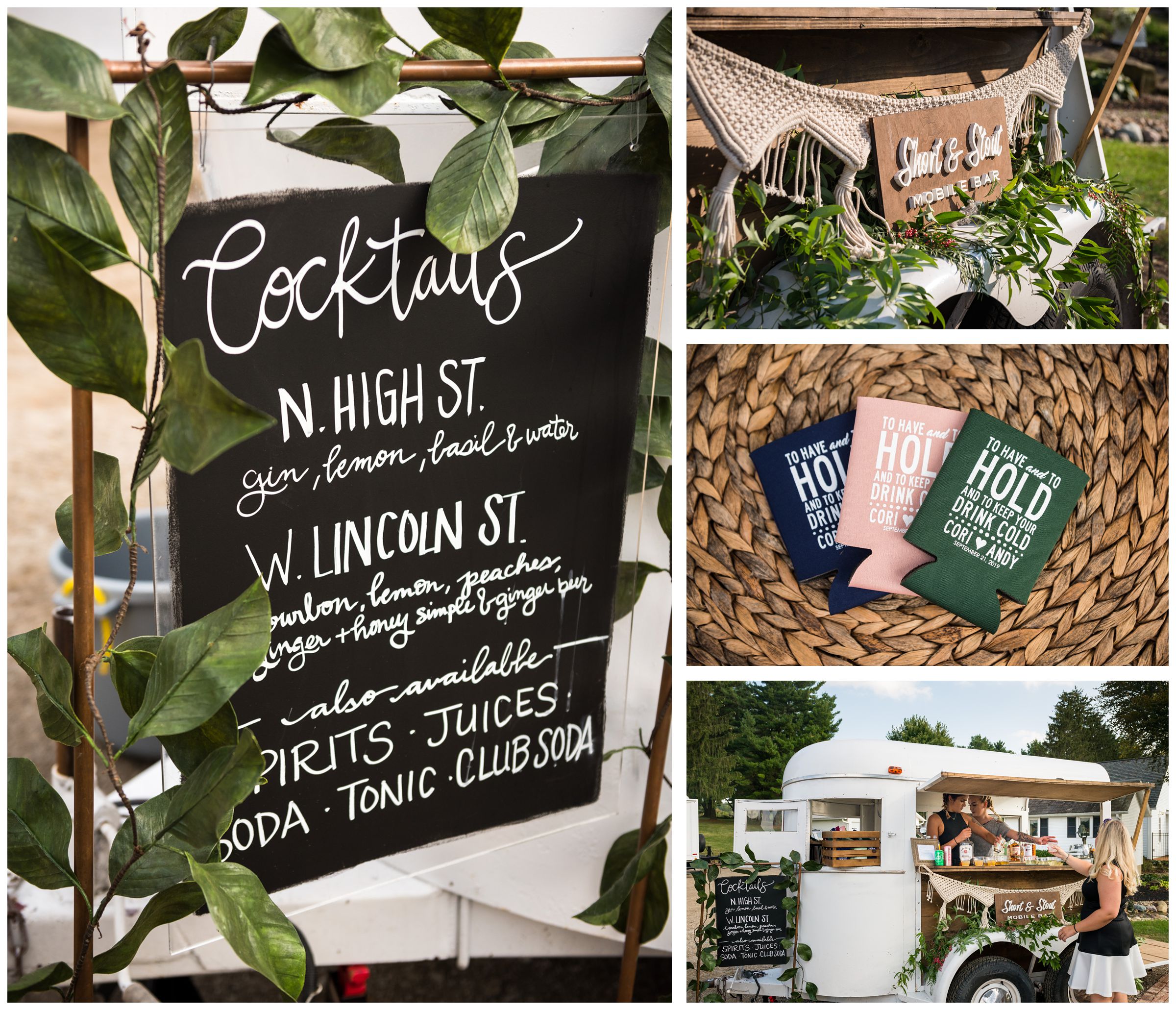 Short & Stout Mobile Bar providing beverages for rustic Lancaster barn wedding at family farm in central Ohio