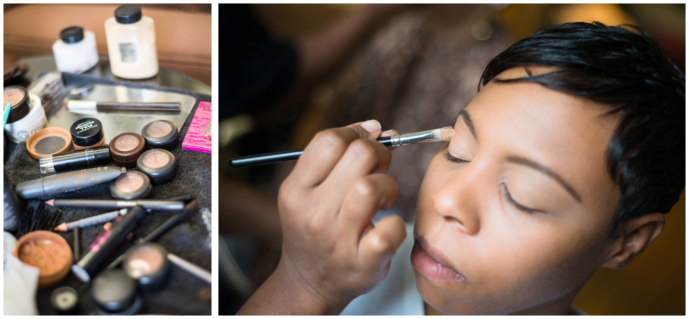 bride makeup preparations on wedding day