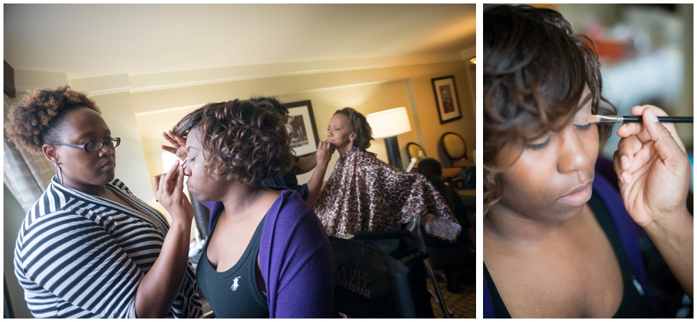 bride makeup preparations on wedding day