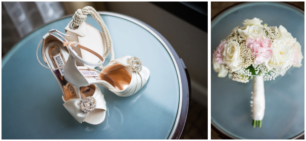 bride's shoes and flowers