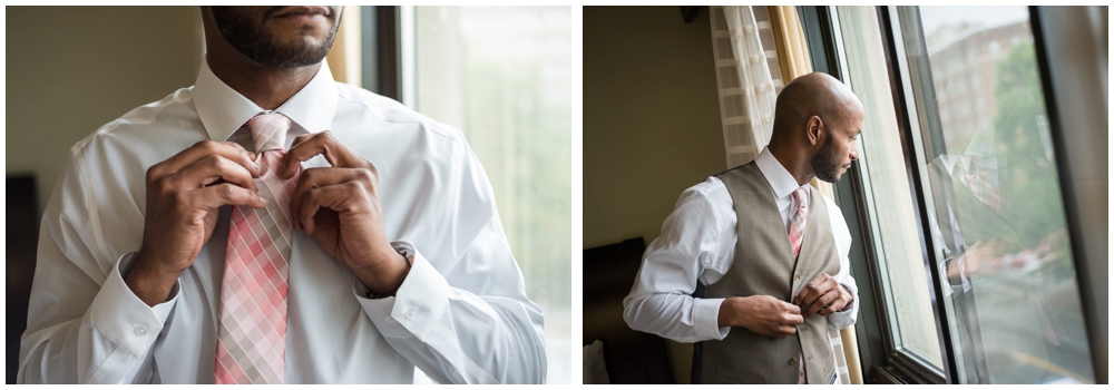 groom getting ready on wedding day