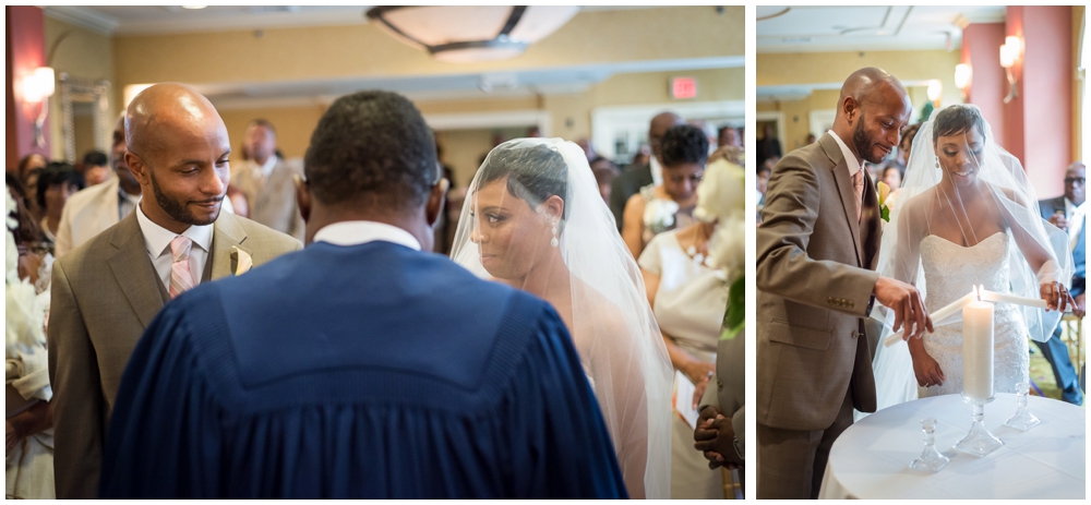 wedding ceremony moment looking back at guests