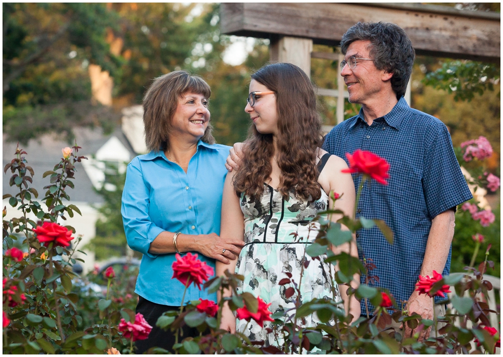 family portrait in rose garden