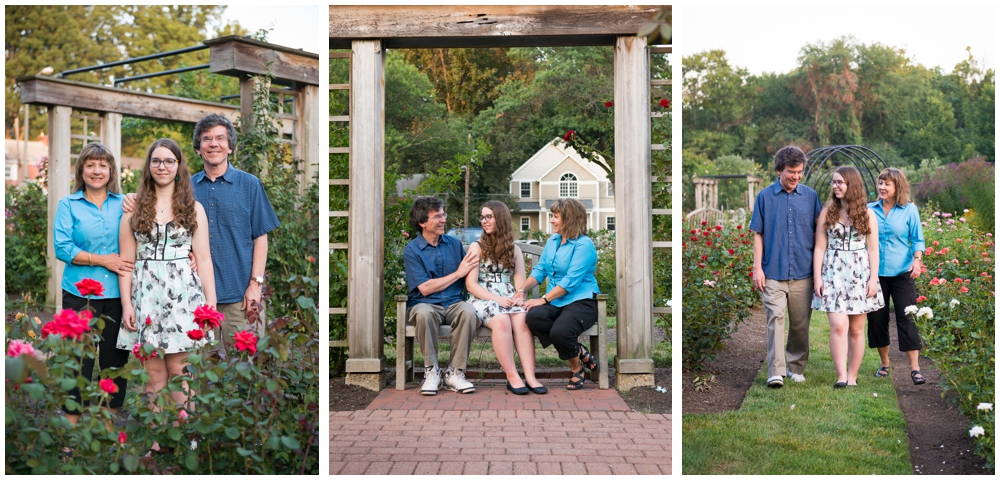 family portrait in rose garden