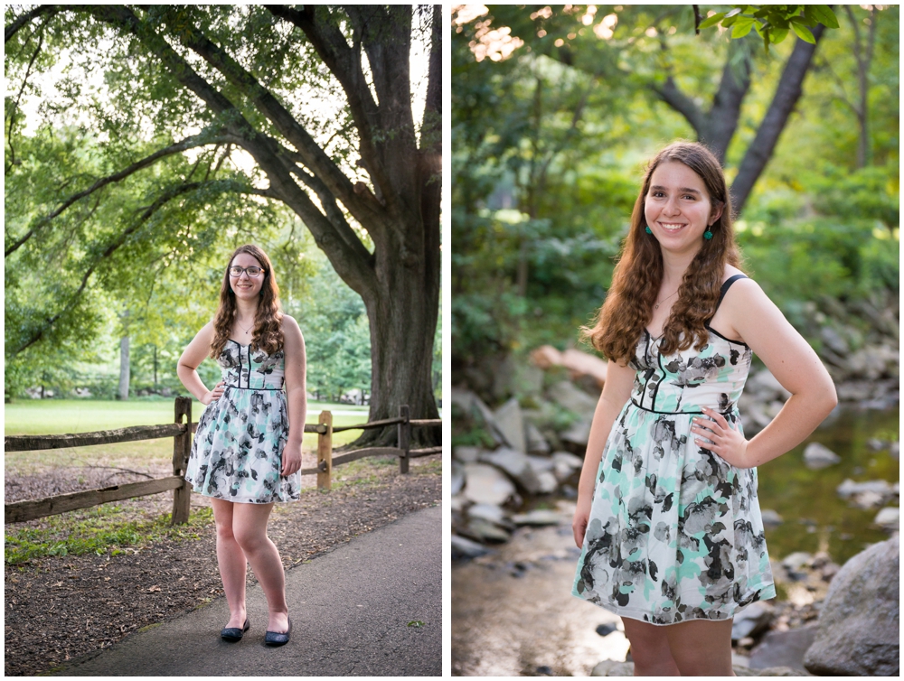 teenage girl portrait near stream and trees