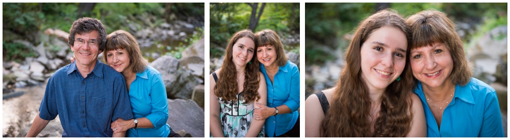 mother, father and teenage daughter portraits near stream 