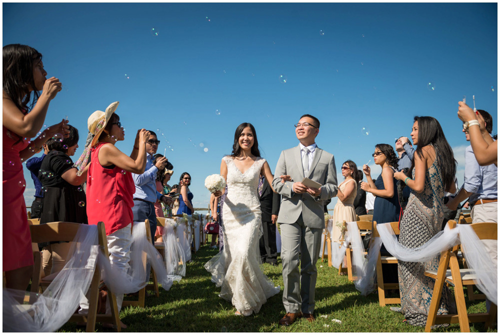 wedding recessional with bubbles at rustic cabin westmoreland state park virgina wedding