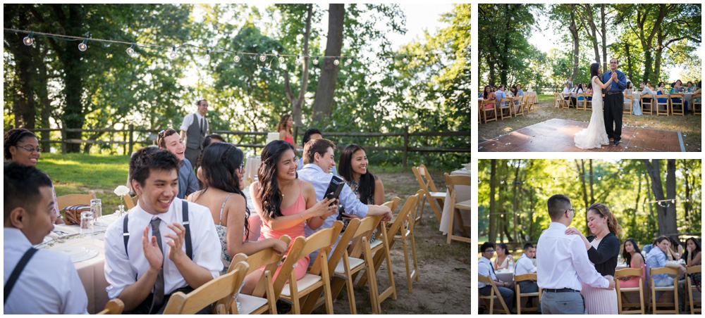 parent dances at rustic cabin westmoreland state park virgina wedding