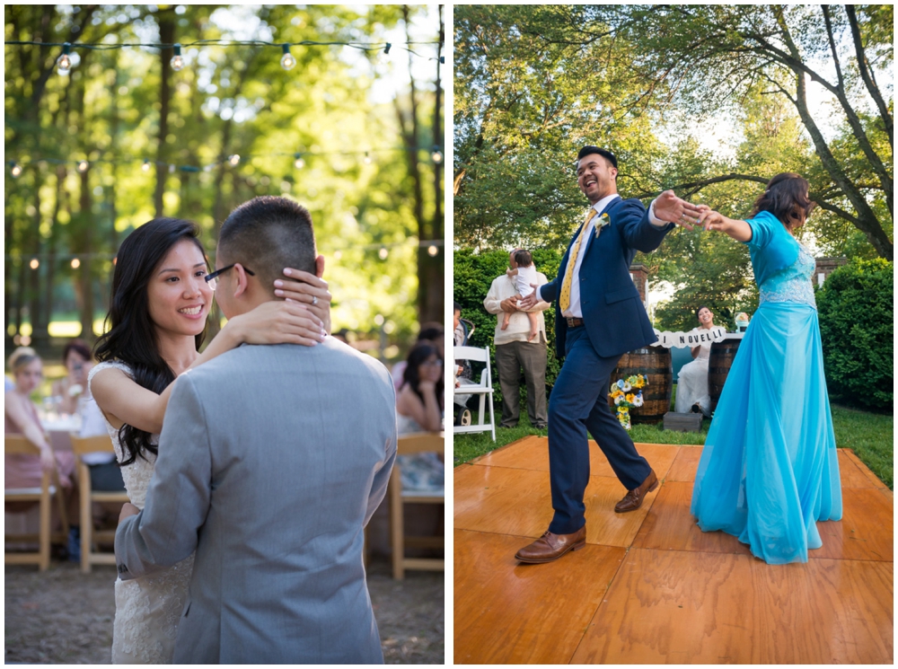 bride and groom first dance and mother son dance 