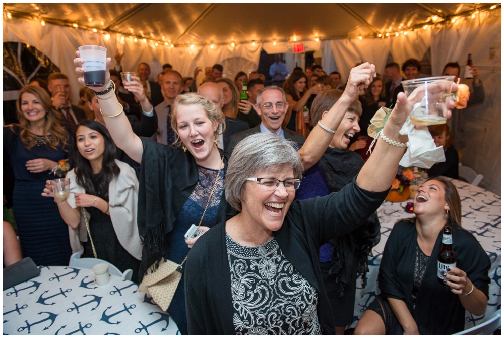 guests toasting at wedding reception