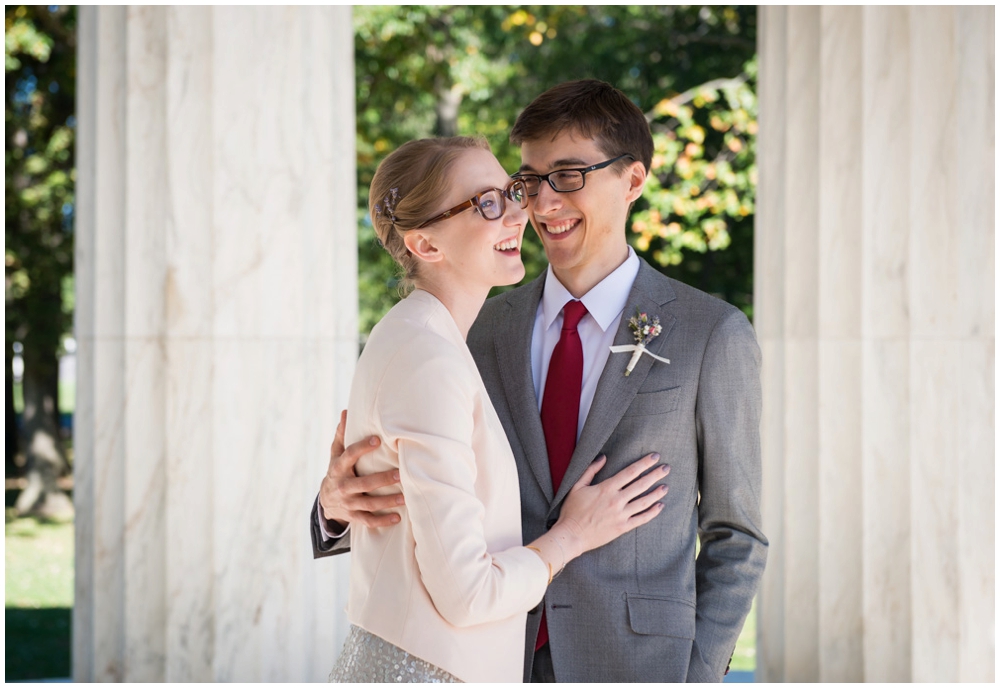 bride and groom portrait at monument