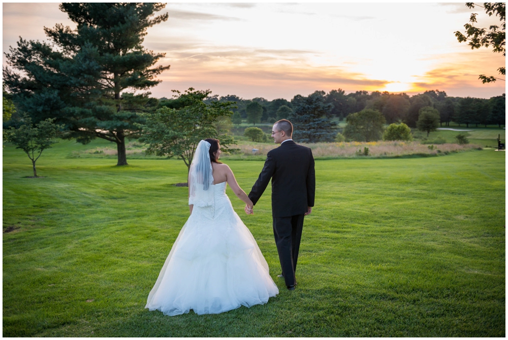 bride and groom portrait at sunset