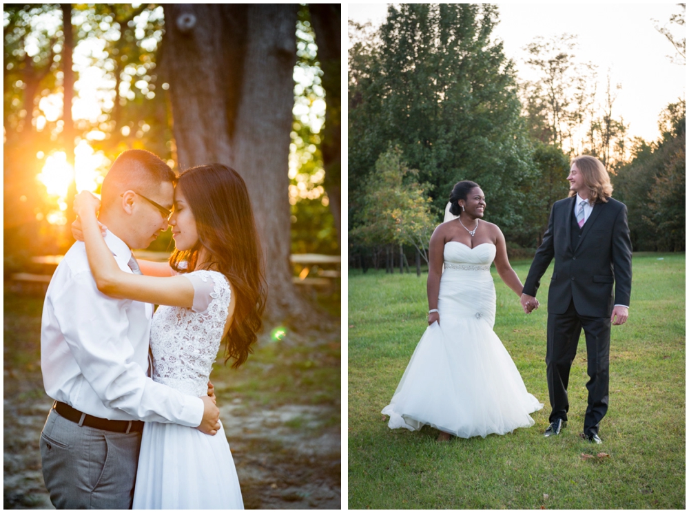 bride and groom portrait at sunset