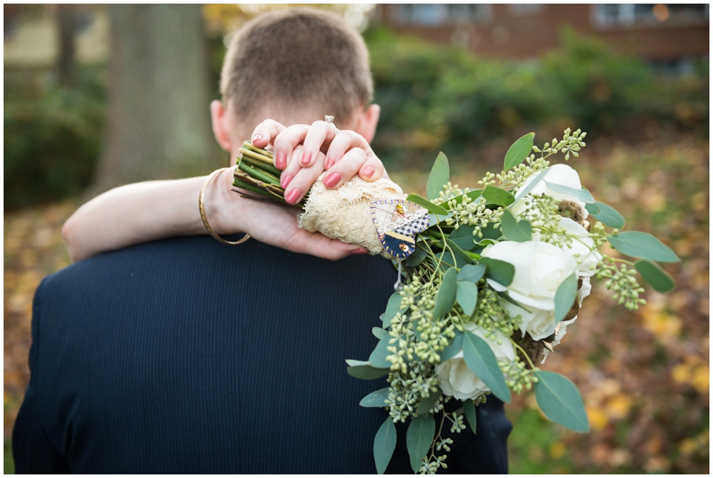 bride and groom portrait with bouquet