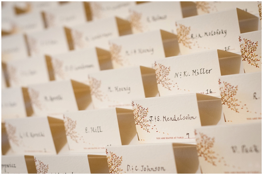 place cards at wedding reception