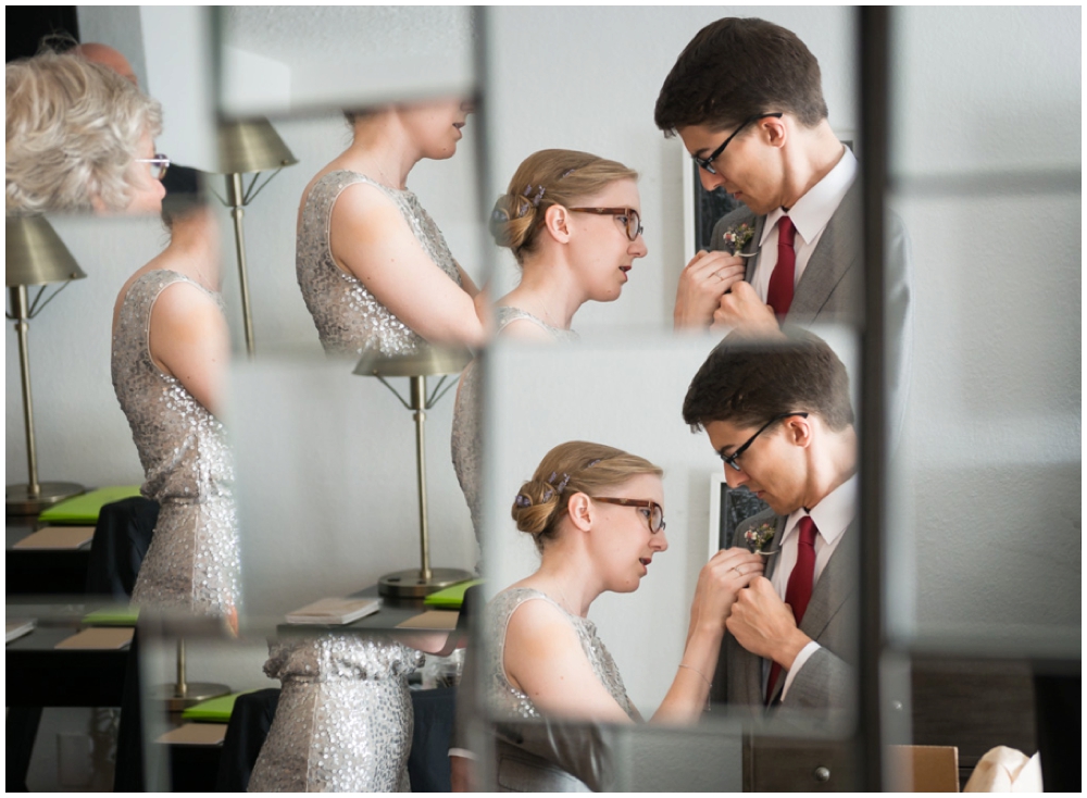 bride groom getting dressed before wedding