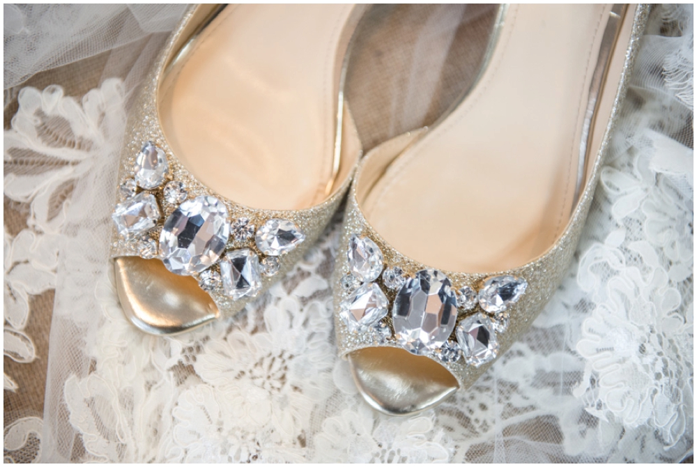 bride's shoes and veil