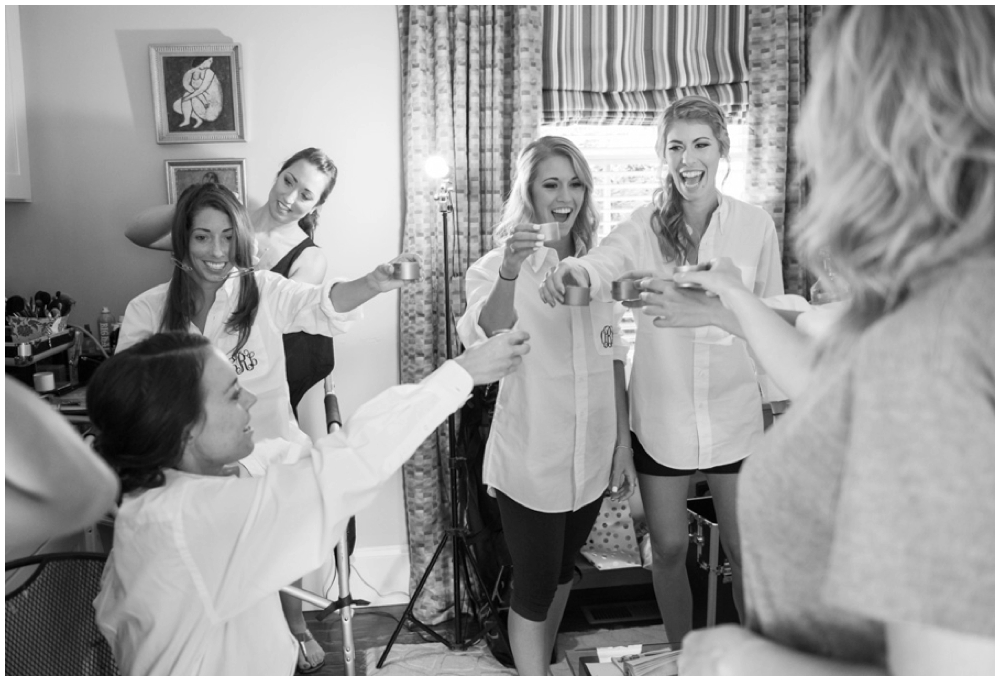 bridesmaids toasting