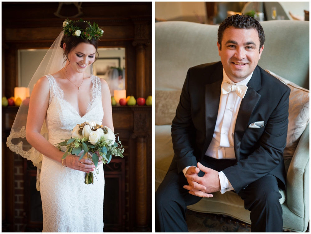 bride and groom indoor portrait