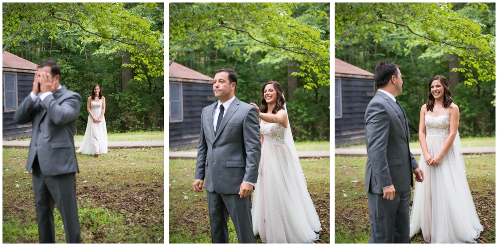 bride first look with dad